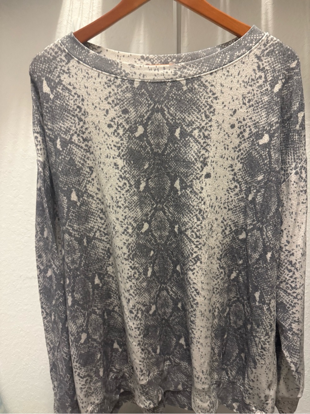 Gray Snake Print Long Sleeve Top